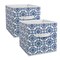 Contemporary Home Living Set of 2 Nautical Blue Nonwoven Polyester Cube Storage Bin with Scroll Design 11"